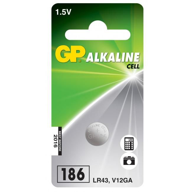 GP Alkaline Cell Battery, Size LR43/186/V12GA, 1,5V (1-pack)